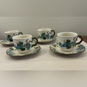 4 Vintage Metlox Poppytrail cups and saucers